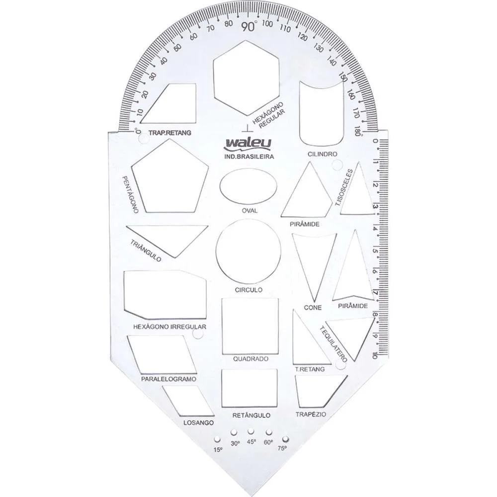 Regua Plastica Geometria Gabarito Cristal Maxcril (Pct.c/10) - imagem 3