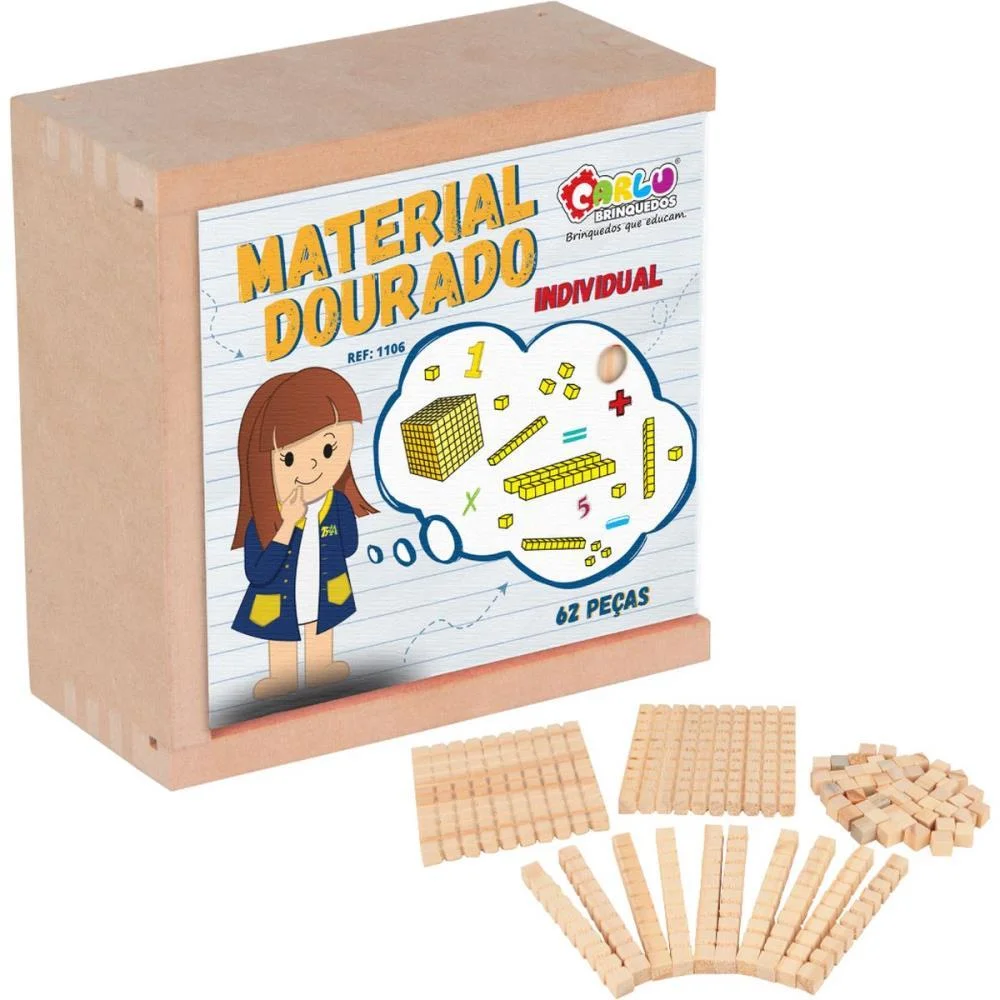 Material Dourado Caixa Em Madeira 62Pecas Carlu - imagem 2