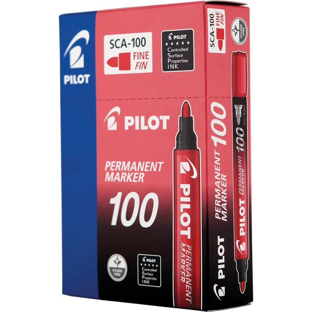 Pincel Marcador Permanente Sca 100 Ponta Redonda Vermelho Pilot (Cx.c/12) - imagem 5