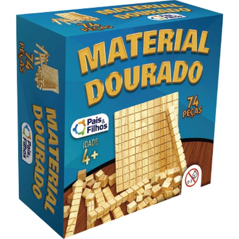 Material Dourado Educativo C/74 Pecas Madeira Pais E Filhos - imagem 2
