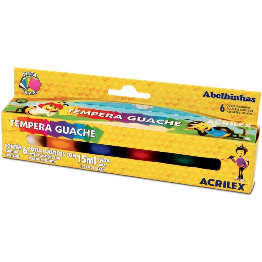 Tinta Guache 015Ml 06 Cores Auto Servico Acrilex (Pct.c/12) - imagem 2