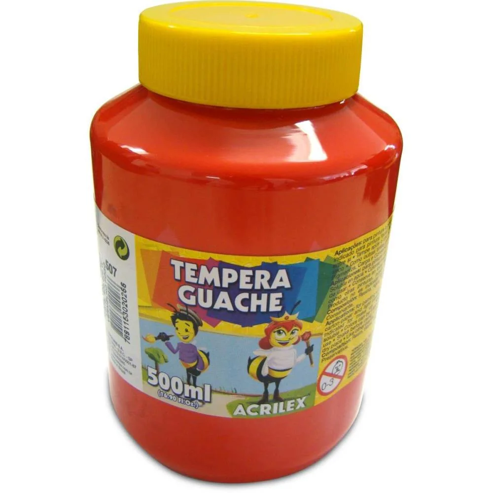 Tinta Guache 500Ml Vermelho Vivo Acrilex (Cx.c/06) - imagem 3