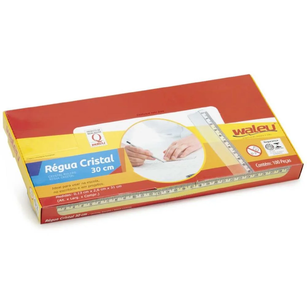 Regua Plastica Cristal 30Cm. Maxcril (Cx.c/100) - imagem 4