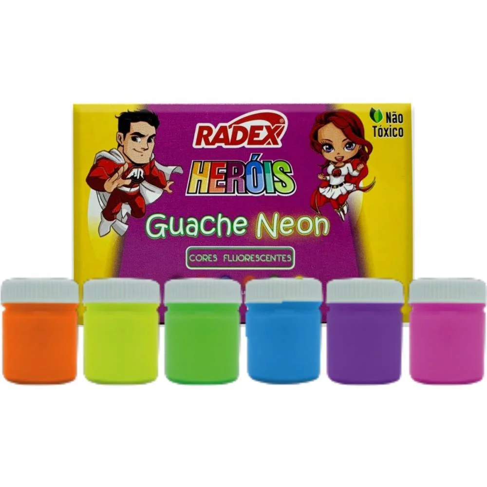 Tinta Guache 015Ml Neon Asuper 06 Cores Radex (Estojo) - imagem 3