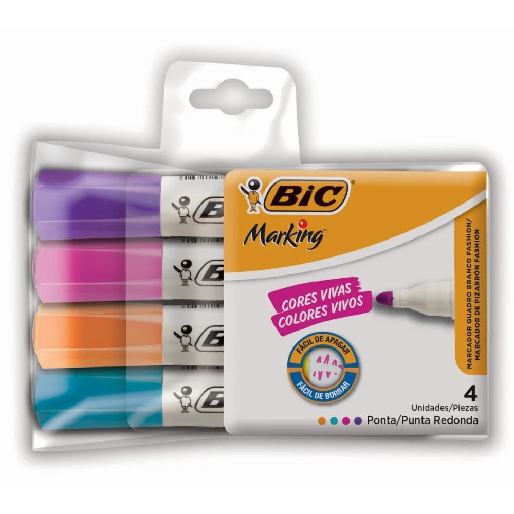 Pincel Quadro Branco Marking Fashion C/04 Cores Bic - imagem 2