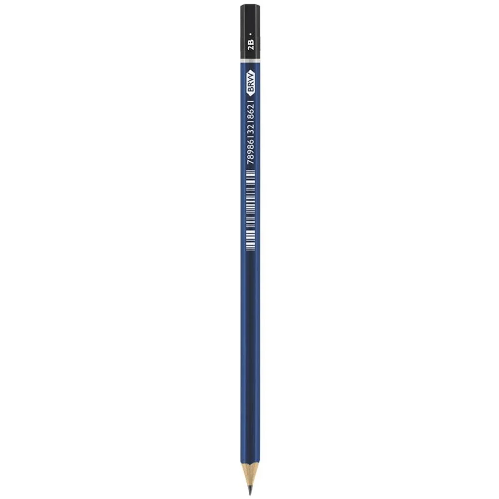 Lapis Preto Tecnico Madeira 2B Preto/Muito Macio Brw (Bl.c/12) - imagem 3