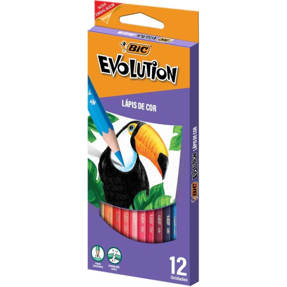 Lapis De Cor Sextavado Evolution 12 Cores Bic (Pct.c/06) - imagem 3