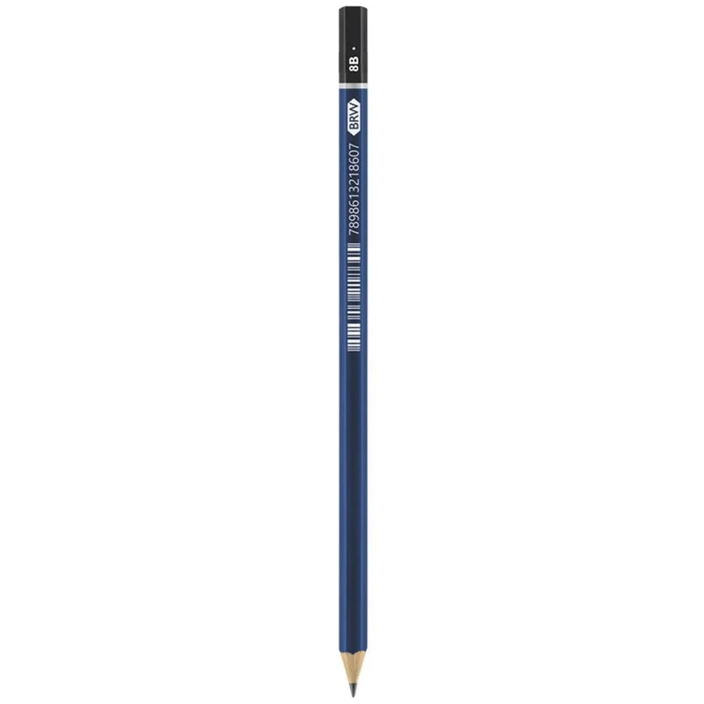 Lapis Preto Tecnico Madeira 8B Preto/Macio Brw (Bl.c/12) - imagem 3