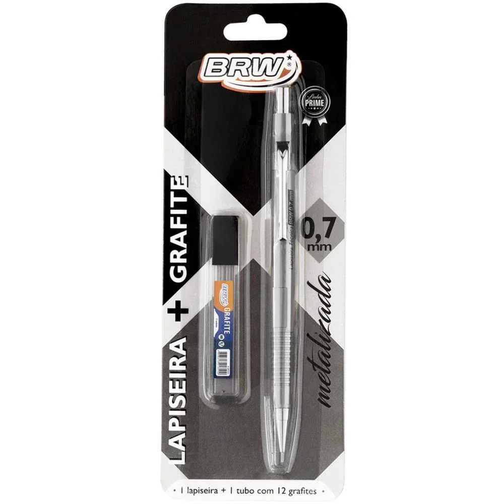 Lapiseira 0.7Mm Metalizada Prata C/Grafite Brw (Blister) - imagem 2