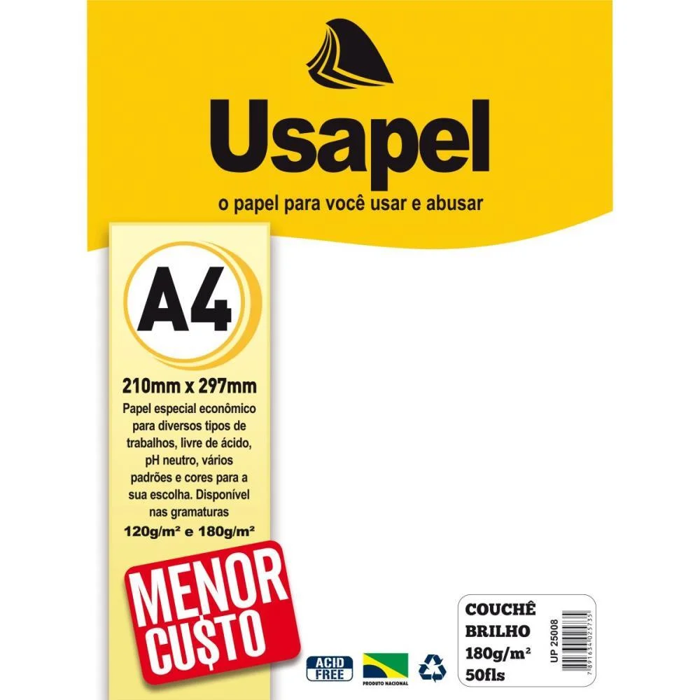 Papel A4 Couche Usapel Branco 180G. Filiperson (Pct.c/50) - imagem 2