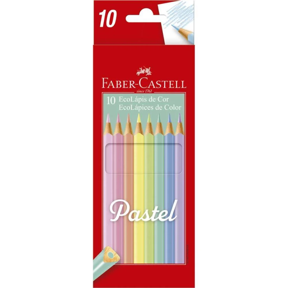 Lapis De Cor Triangular Ecolapis Tons Pastel 10 Cores Faber-Castell (Pct.c/12) - imagem 3