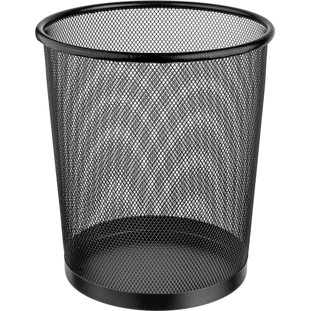 Lixeira Para Escritorio Metal Redonda 8,5L Preta 23X26 Ordene - imagem 3