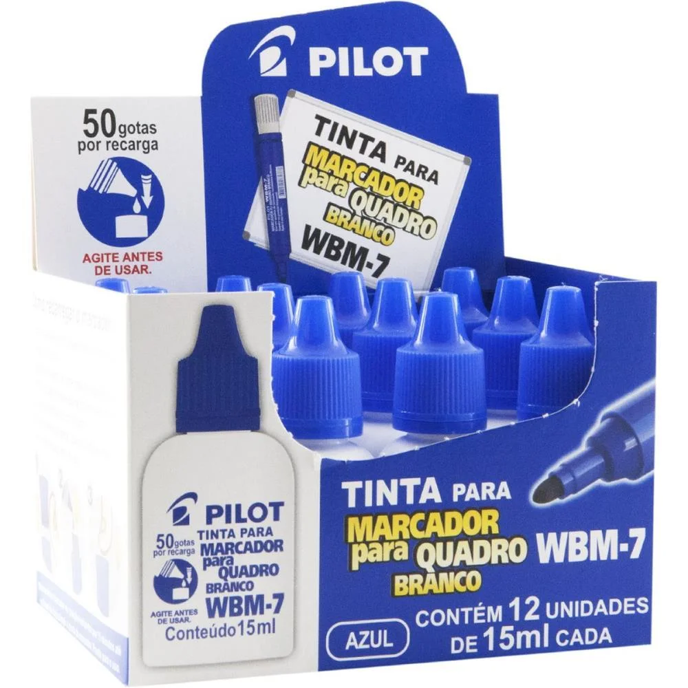 Tinta Marcador Quadro Branco Reabastecedor Wbm-7 Azul 15Ml Pilot (Cx.c/12) - imagem 3