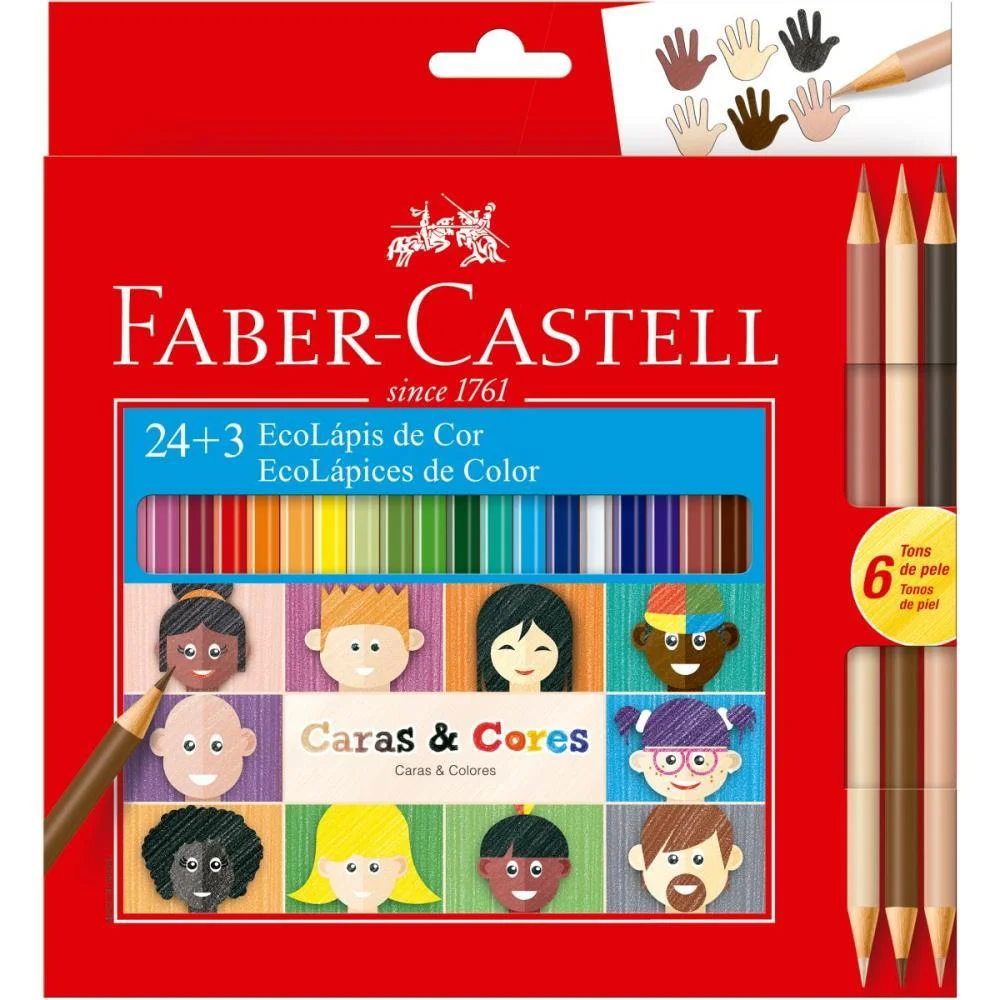 Lapis De Cor Sextavado Caras E Cores 24Cores + 3Cores Faber-Castell (Pct.c/06) - imagem 2