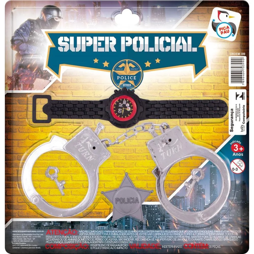Brincando De Profissoes Super Policial Algema E Pulsei Pica Pau - imagem 4