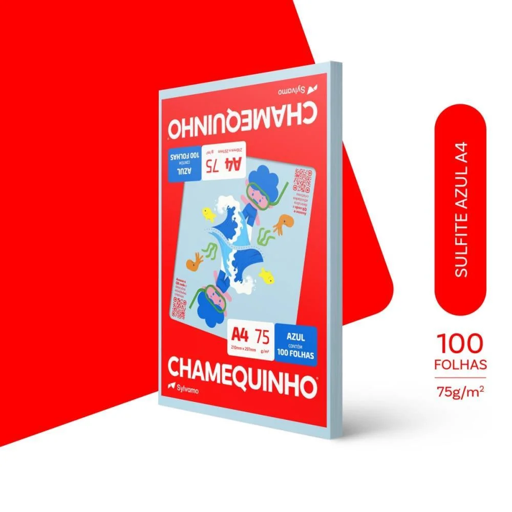 Papel Sulfite A4 Colorido Chamequinho 75G Azul Chamex (Pct/100) - imagem 4