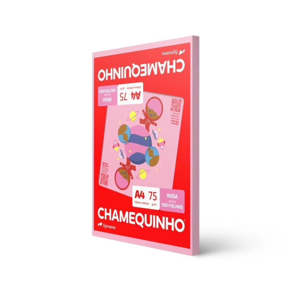 Papel Sulfite A4 Colorido Chamequinho 75G Rosa Chamex (Pct/100) - imagem 3