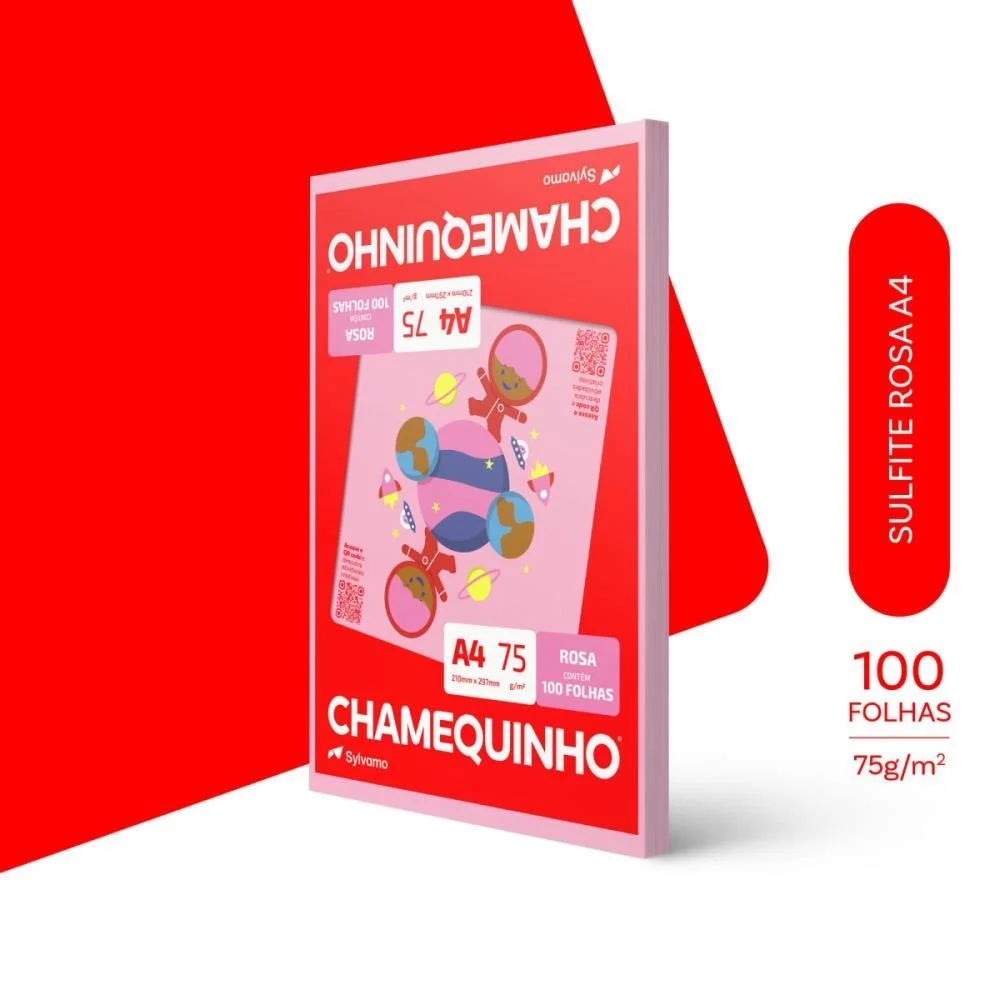 Papel Sulfite A4 Colorido Chamequinho 75G Rosa Chamex (Pct/100) - imagem 4