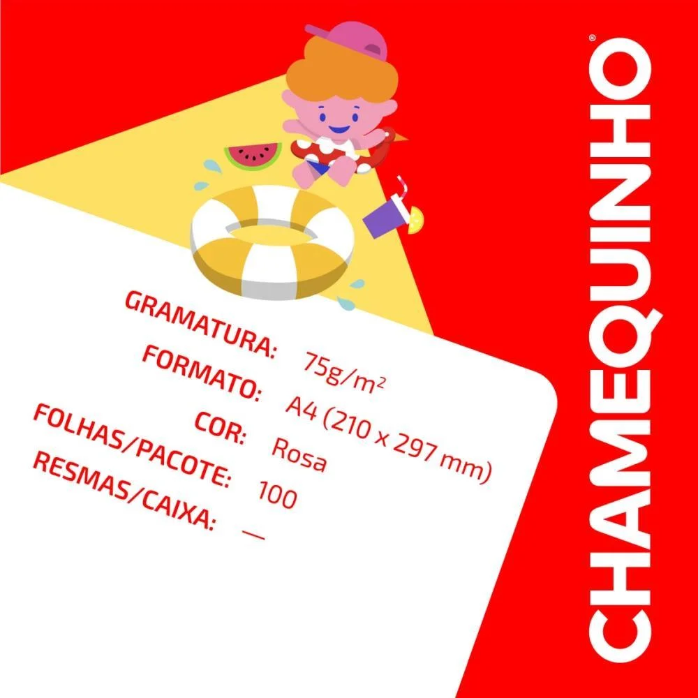 Papel Sulfite A4 Colorido Chamequinho 75G Rosa Chamex (Pct/100) - imagem 7