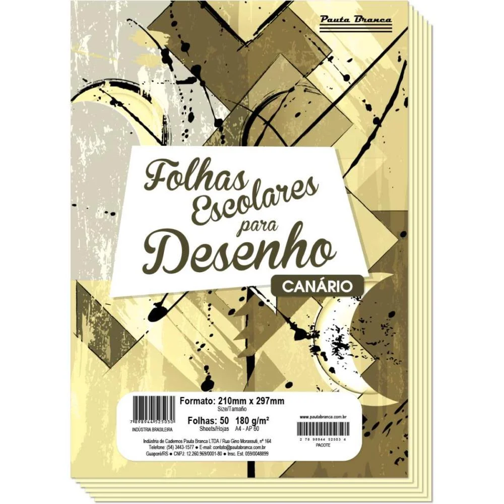 Papel Sulfite A4 Colorido Ap60 180G 60Kg. Canario 50Fls. Pauta Branca (Pacote) - imagem 2