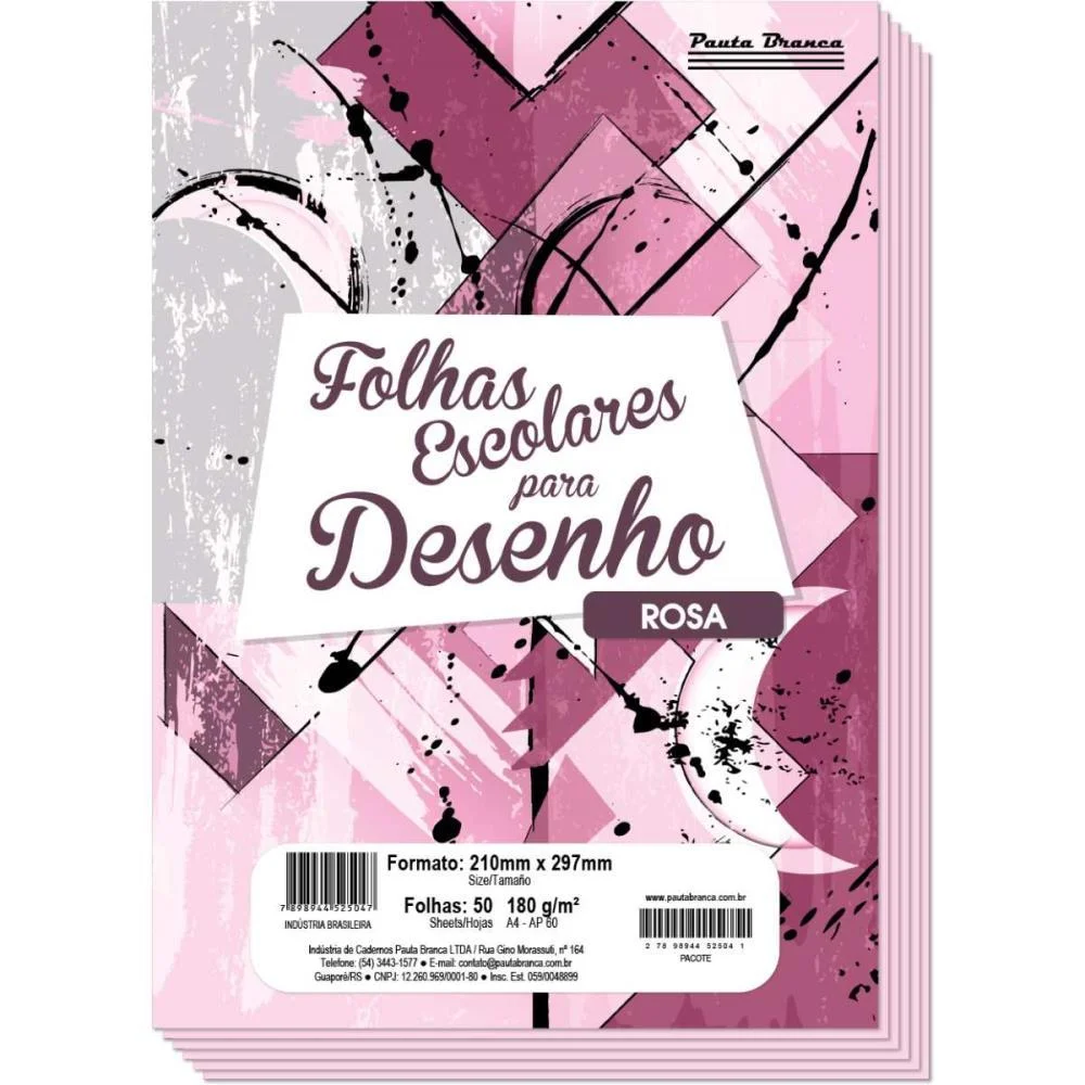 Papel Sulfite A4 Colorido Ap60 180G 60Kg. Rosa 50Fls. Pauta Branca (Pacote) - imagem 2