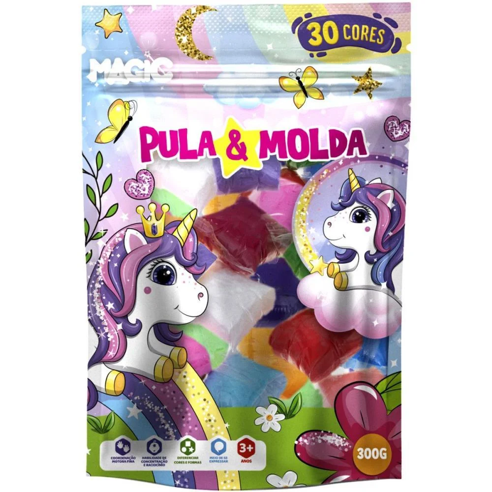 Massa Para Modelar Criativa Unicornio 300G Com 30 Cores Magic Kids - imagem 3