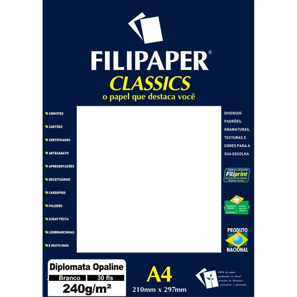 Papel A4 Diplomata Classics Marca Dagua Br 240G Filiperson (Pct.c/30) - imagem 3