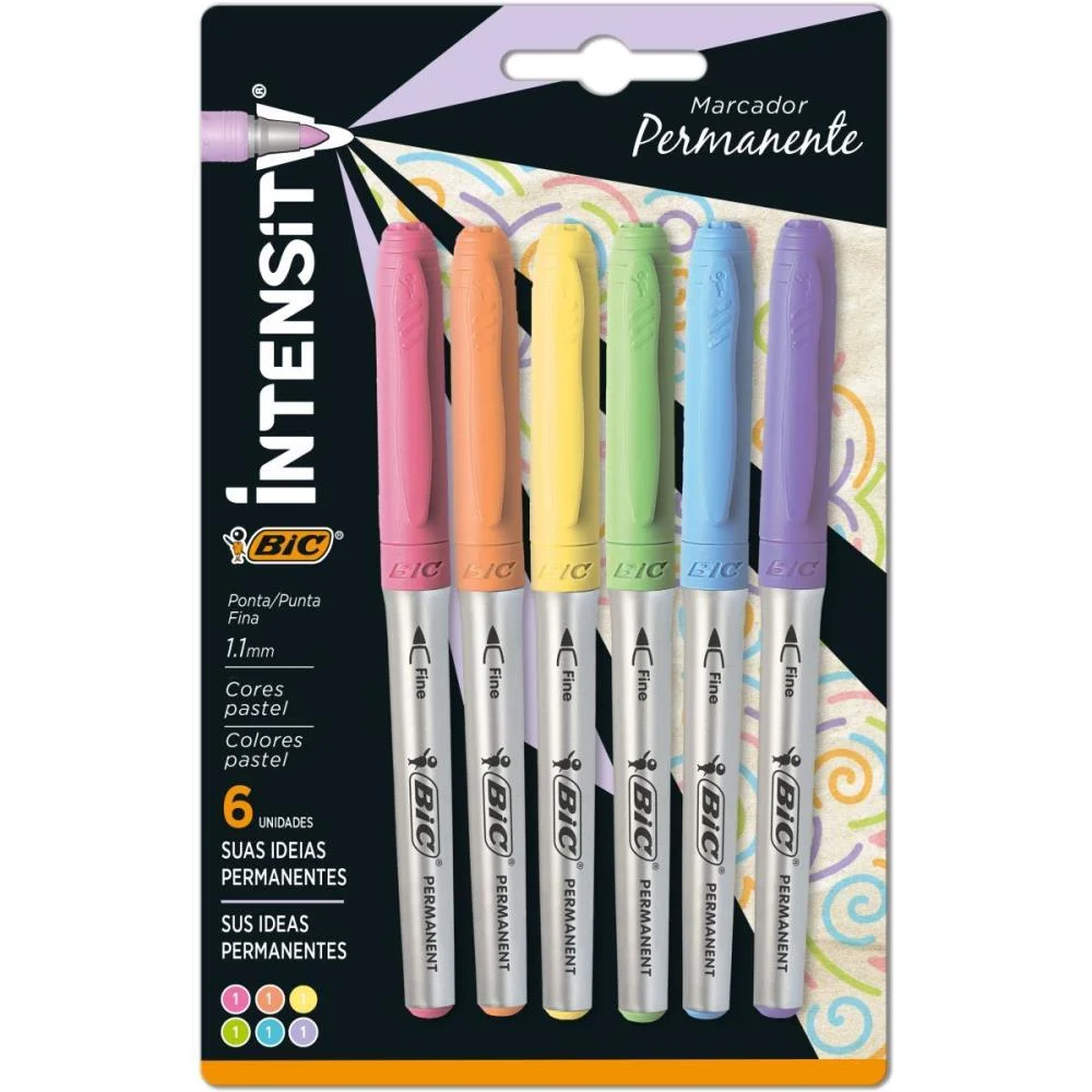 Pincel Marcador Permanente Marking 1.1Mm Tons Pastel Bic (Bl.c/06) - imagem 3