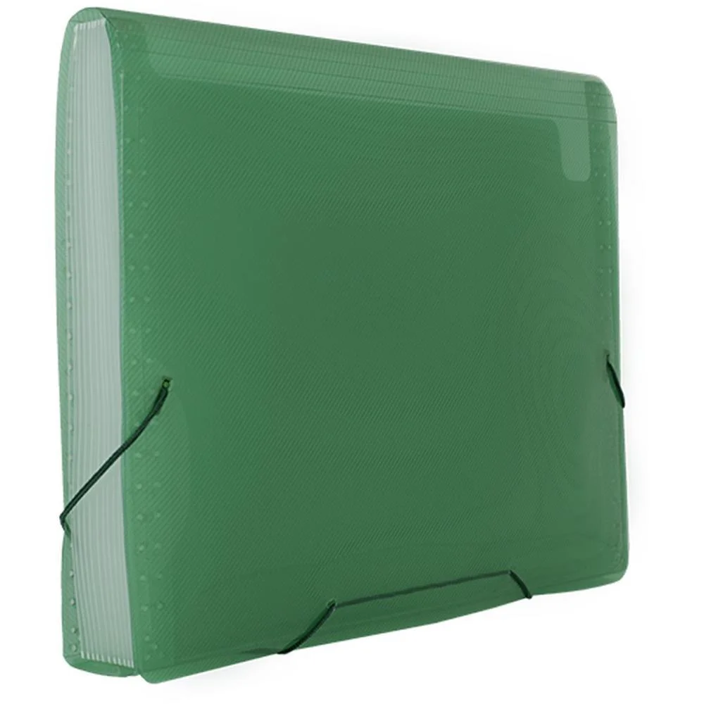 Pasta Sanfonada Plastica A4 12 Divisoes Verde Polibras - imagem 2