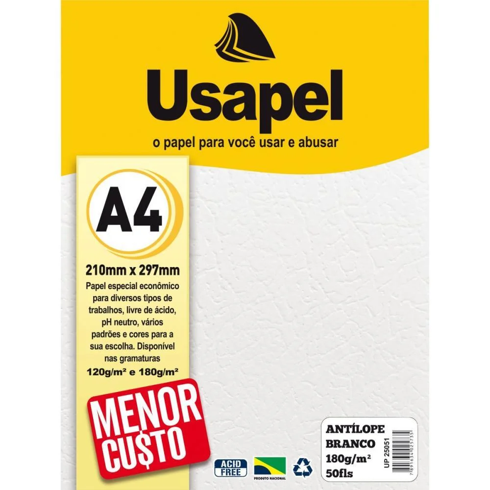 Papel A4 Antilope Usapel Branco 180G Filiperson (Cx.c/50) - imagem 2