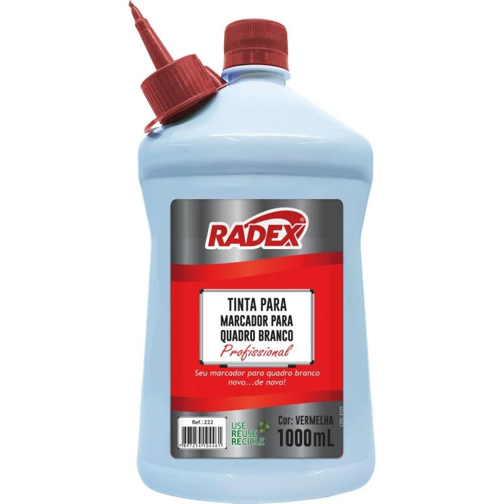 Tinta Marcador Quadro Branco Reabastecedor 1000Ml Vermelho Radex - imagem 3