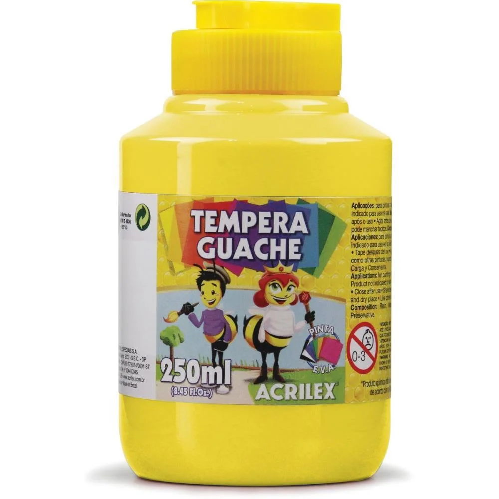 Tinta Guache 250Ml Amarelo Limao Acrilex (Pct.c/03) - imagem 2