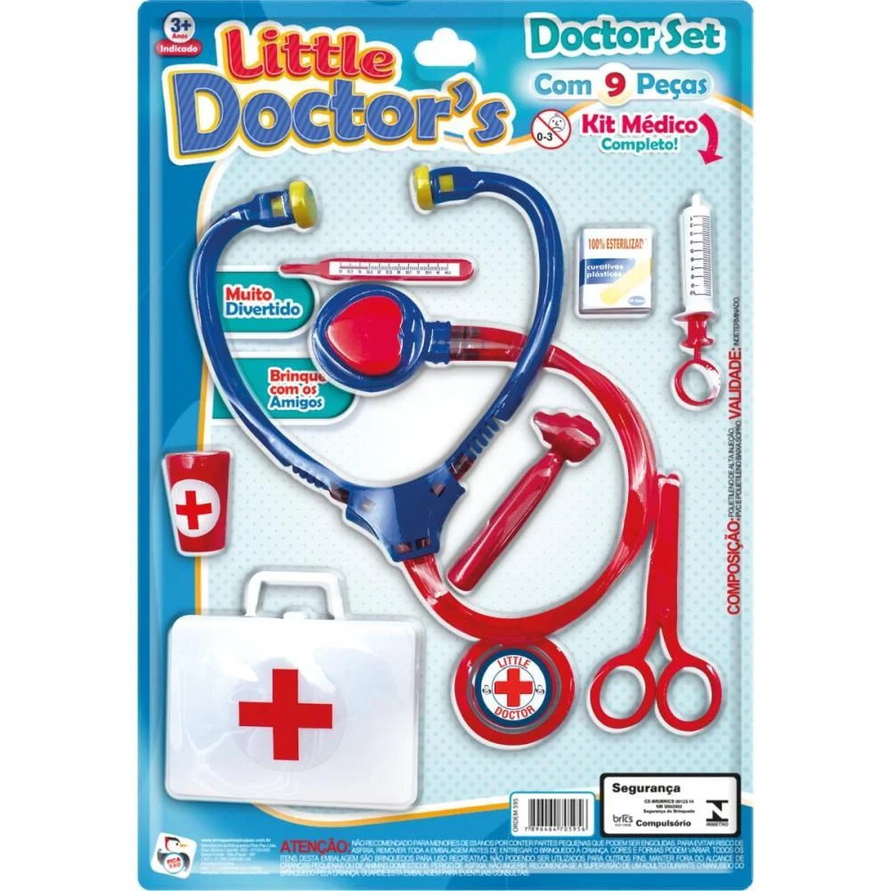 Brincando De Profissoes Kit Medico Doctor Set 9Pcs Pica Pau - imagem 4
