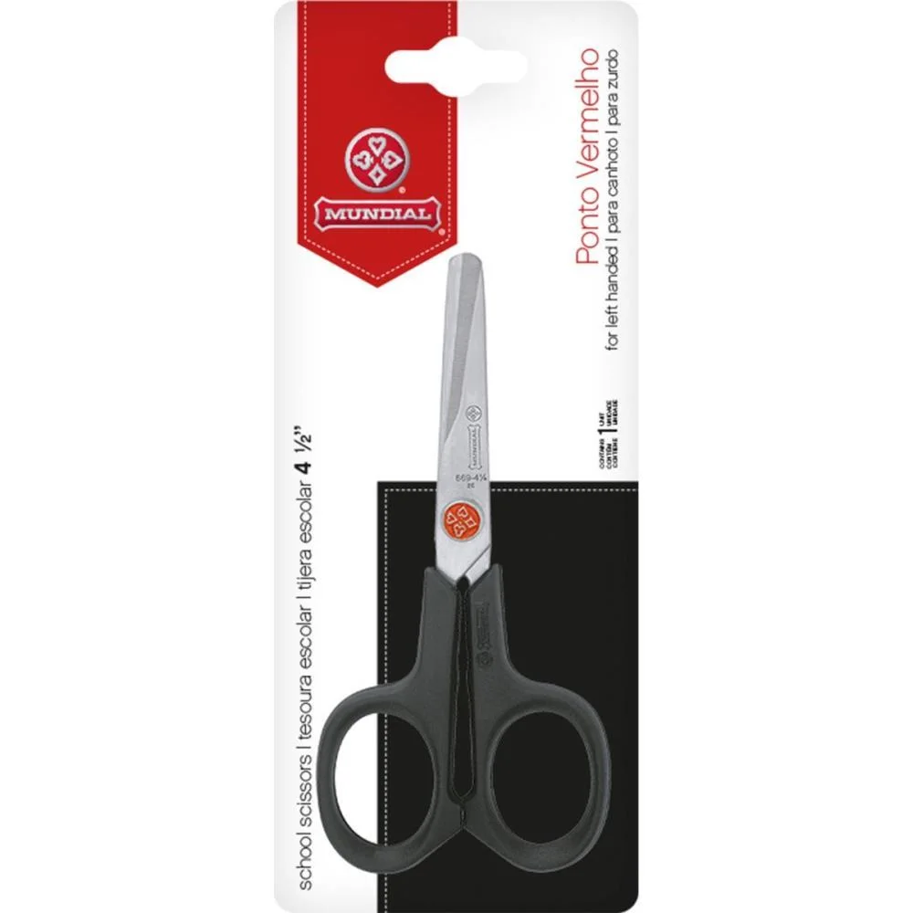 Tesoura Escolar P/Canhoto Ponto Vermelho 11Cm Mundial - imagem 3
