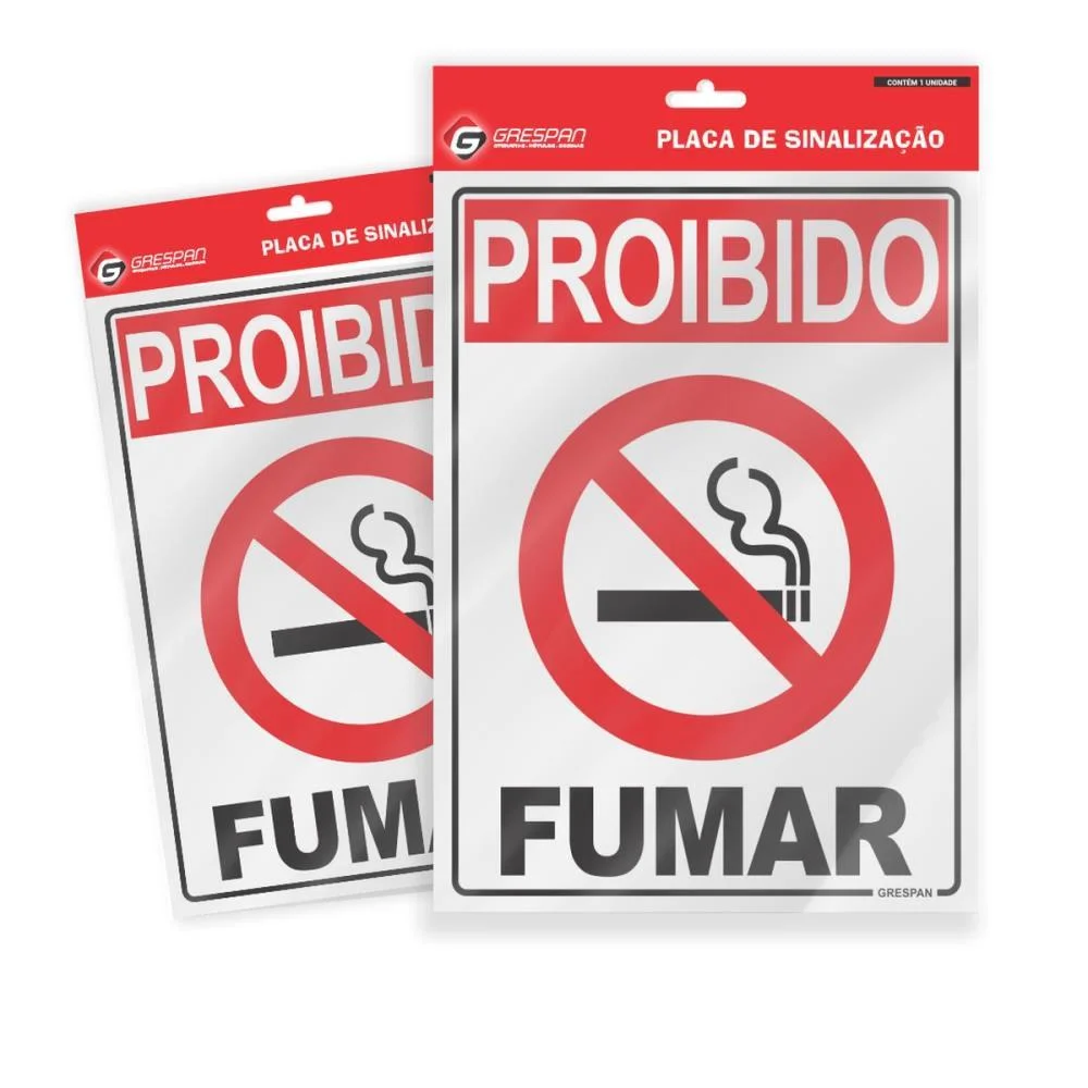 Placa De Sinalizacao Proibido Fumar 15X20Cm. Grespan (Pct.c/05) - imagem 3