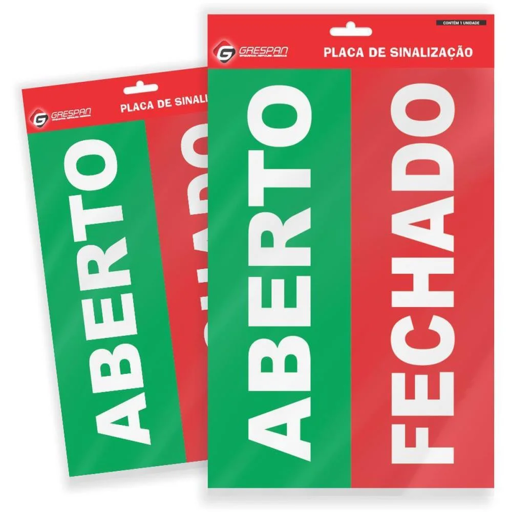 Placa De Sinalizacao Aberto/Fechado 16X25Cm. Grespan (Pct.c/05) - imagem 2