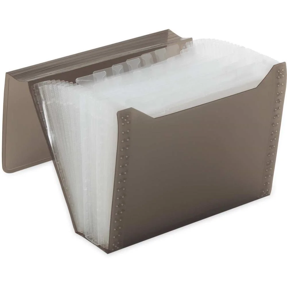 Pasta Sanfonada Plastica Duplicata 12Div New Line Fume Polibras - imagem 2