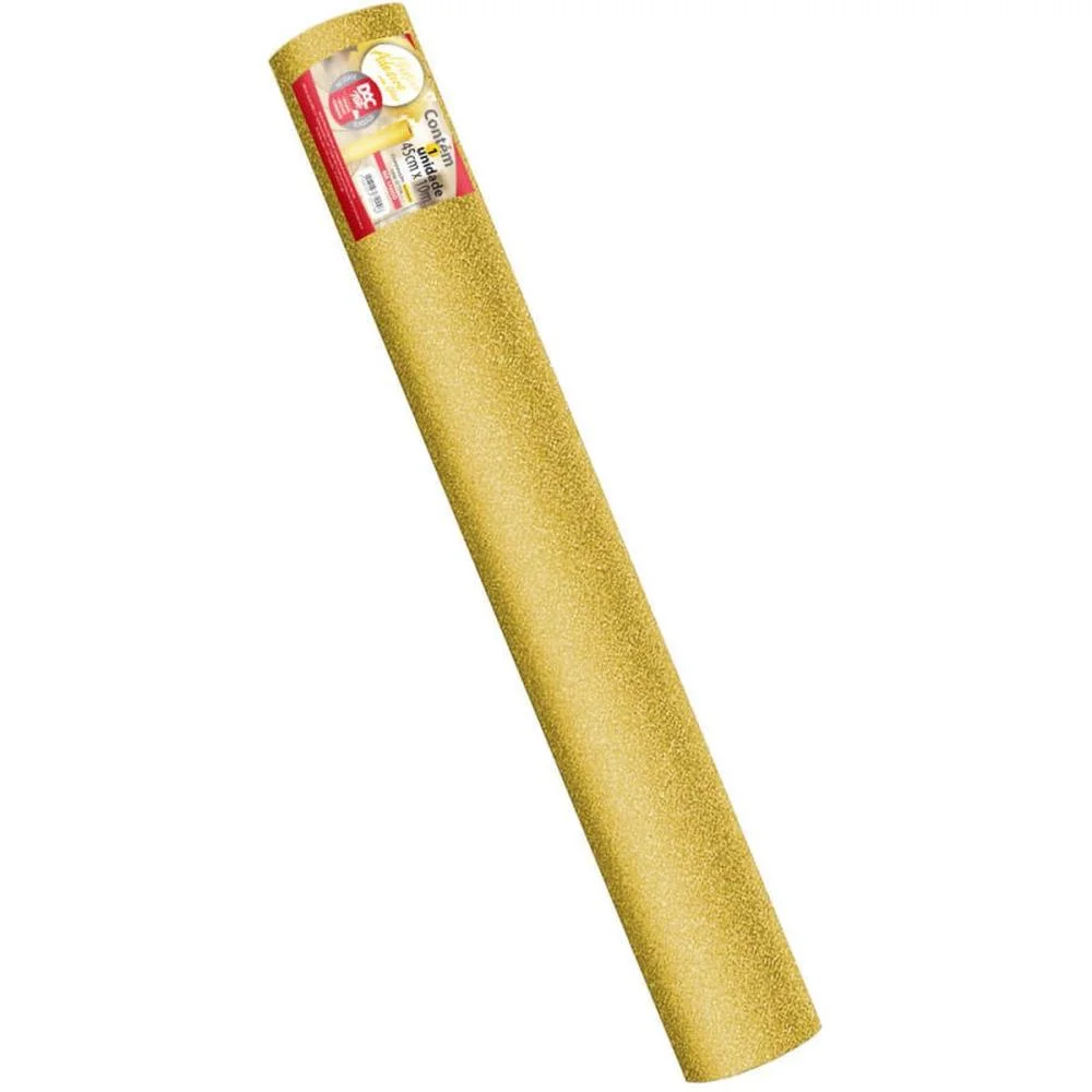 Plastico Adesivo 45Cmx10M Gliter Dourado Pp 0,10 Dac (Rolo) - imagem 4