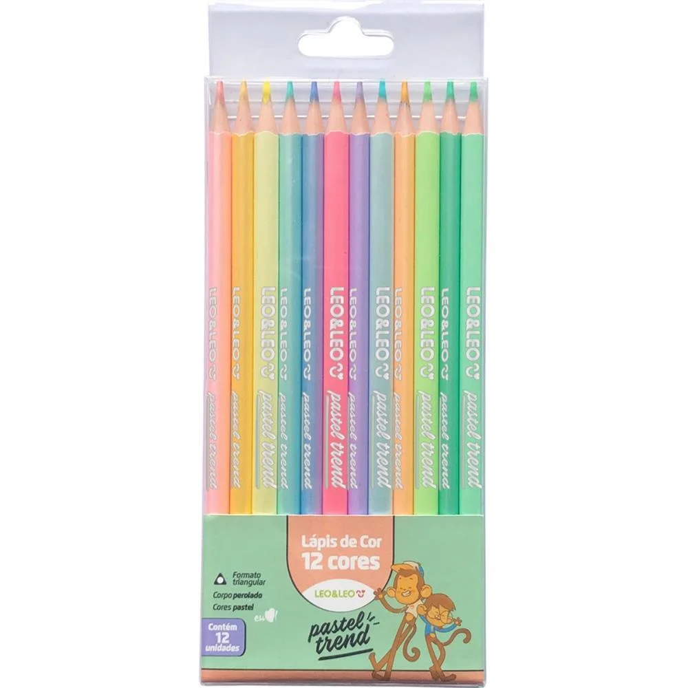 Lapis De Cor Triangular Leo E Leo 12Cores Pastel Trend Leonora (Pct.c/06) - imagem 2