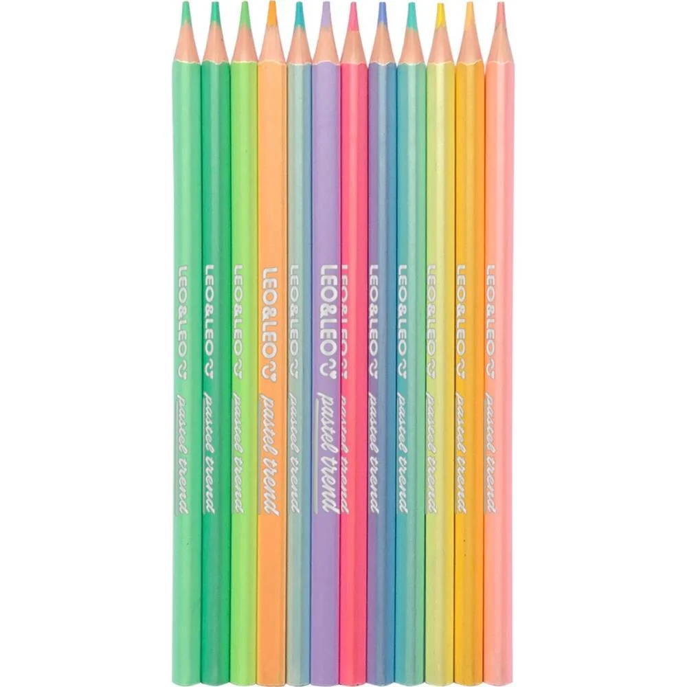 Lapis De Cor Triangular Leo E Leo 12Cores Pastel Trend Leonora (Pct.c/06) - imagem 3