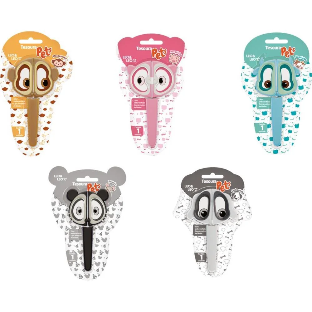 Tesoura Escolar Decorada Pets 5 Modelos Leonora C/ 24 Unidades - imagem 3