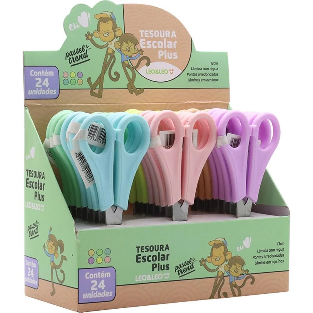 Tesoura Escolar Pastel Trend Plus 6 Cores Leonora C/ 24 Unidades - imagem 2