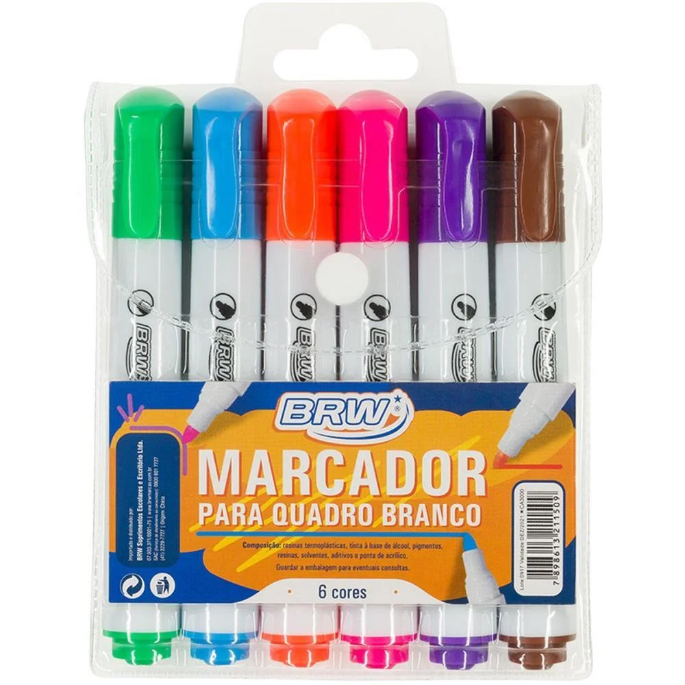 Pincel Quadro Branco Ponta Redonda 6 Cores Brw (Estojo) - imagem 5
