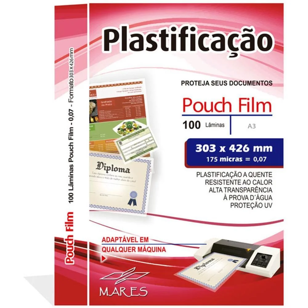 Plastico Para Plastificacao Pouch Film A3 303X426Mm 0,07 Mares (Conj/100) - imagem 2