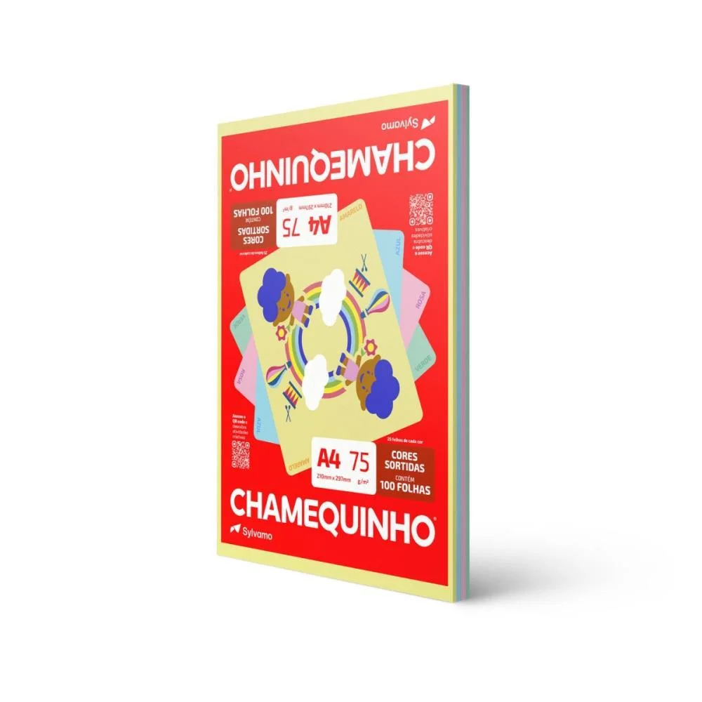 Papel Sulfite A4 Colorido Chamequinho 75G 4 Cores Chamex C/ 100 Unidades - imagem 3