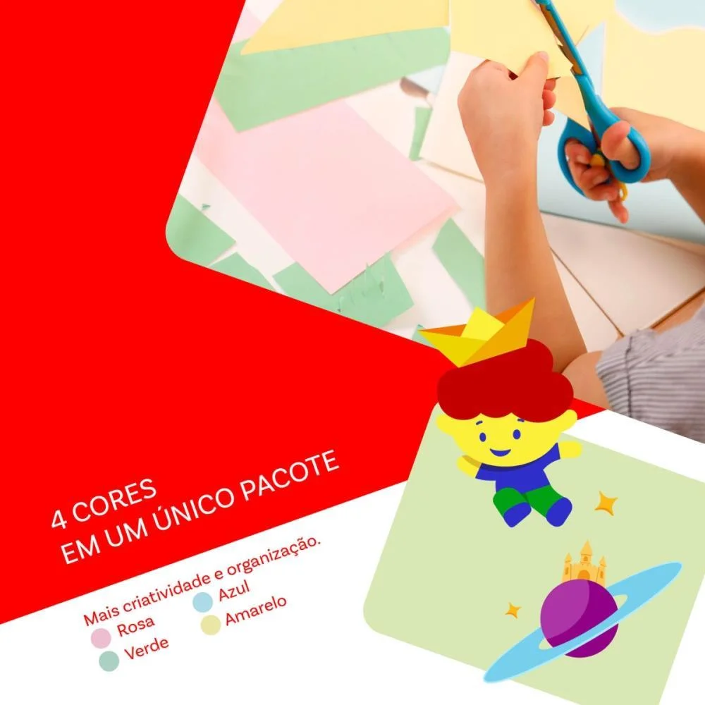 Papel Sulfite A4 Colorido Chamequinho 75G 4 Cores Chamex C/ 100 Unidades - imagem 5