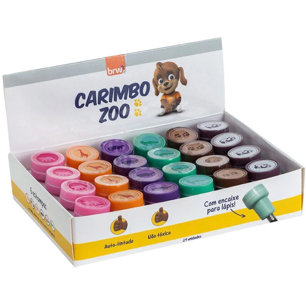 Carimbo Pedagogico Zoo 6 Modelos Sortidos Brw C/ 24 Unidades - imagem 2