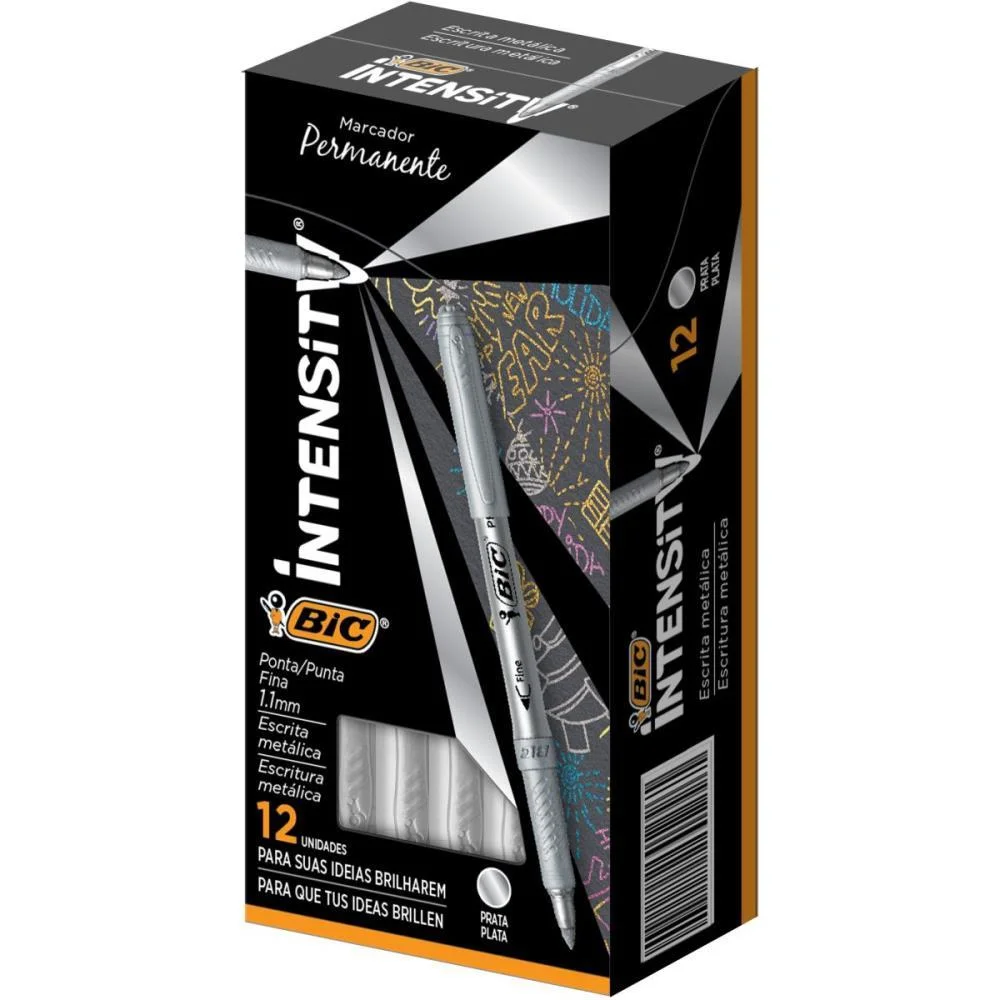 Pincel Marcador Permanente Marking Metalico 1.1Mm Prata Bic (Cx.c/12) - imagem 3