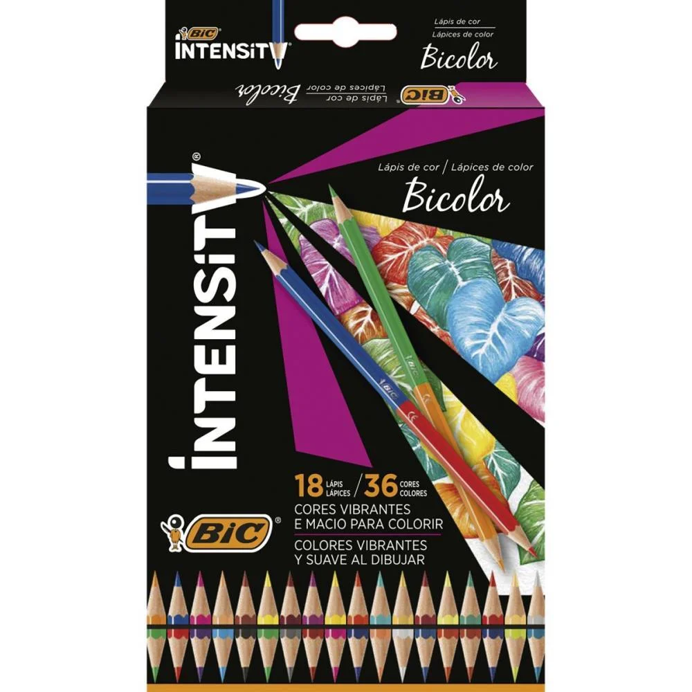 Lapis De Cor Sextavado Intensity Bicolor 18Lap/36Cor Bic (Caixinha) - imagem 2