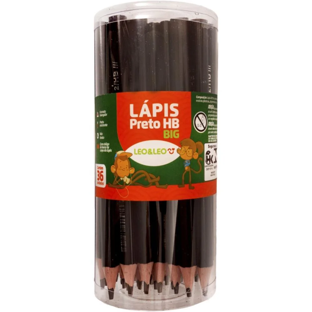Lapis Preto Jumbo Leo E Leo Hb 15Cm Triangular Leonora (Pote-36) - imagem 2